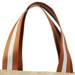 Load image into Gallery viewer, Natural Straw Tote with Golden Striped Ribbon