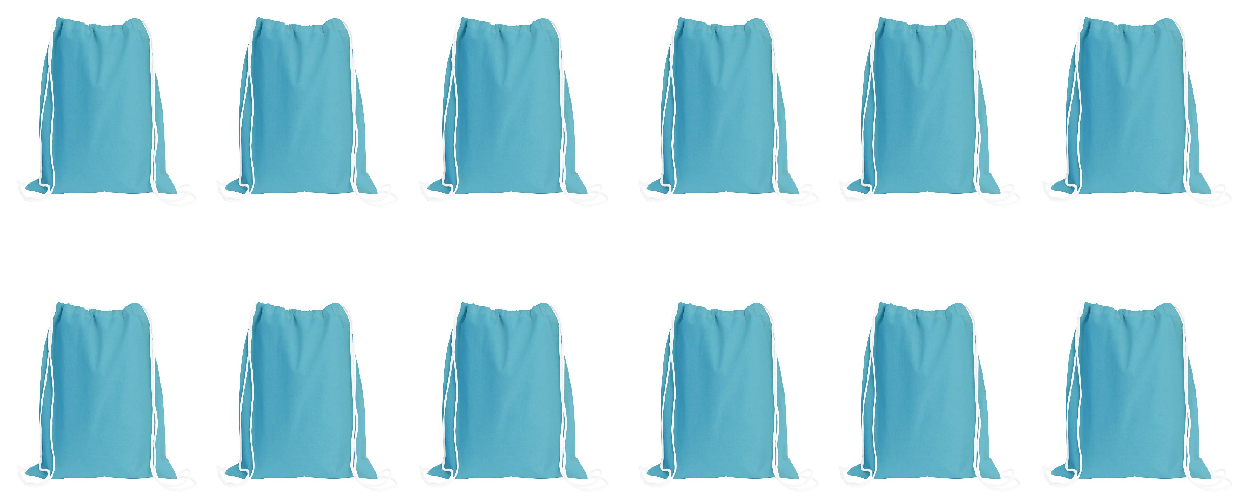 Sport Drawstring Bag, 100% Cotton, Turquoise Color