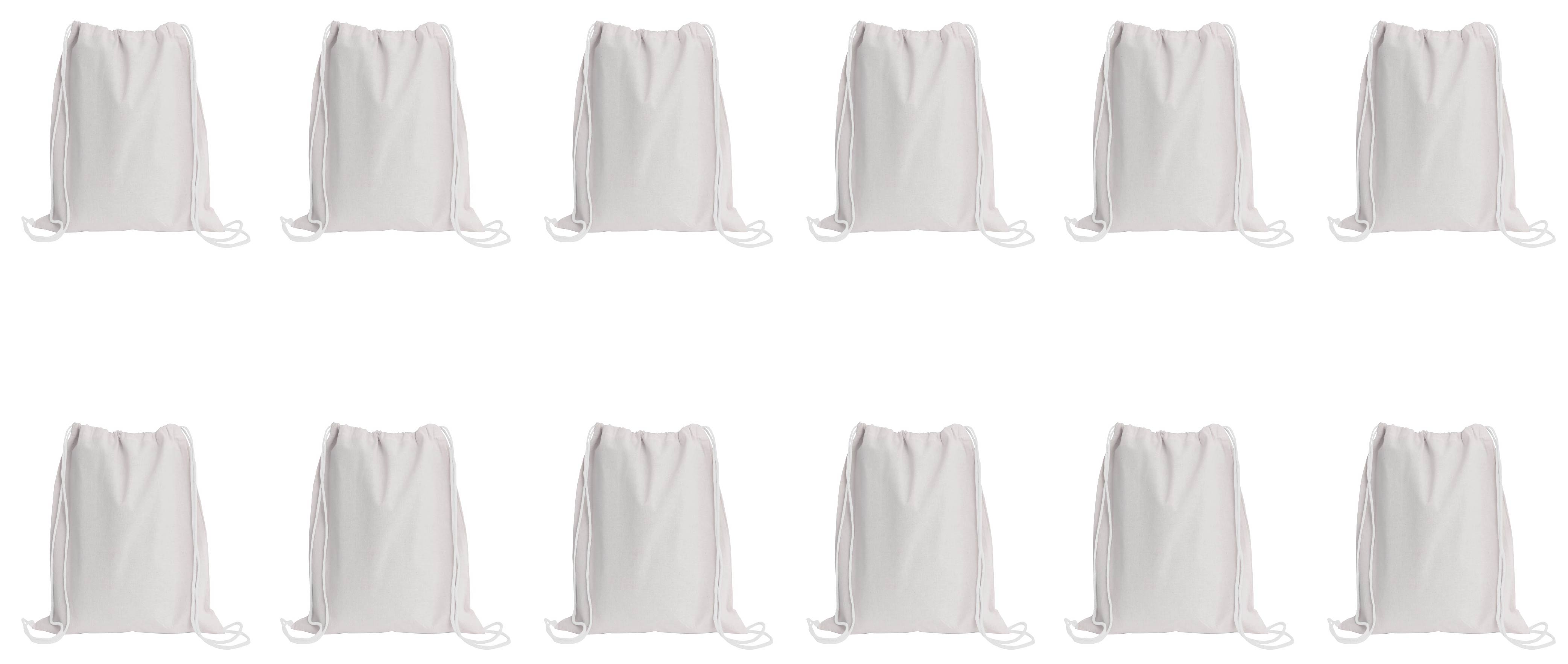 Sport Drawstring Bag, 100% Cotton, White Color