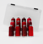 Load image into Gallery viewer, Red Shade Colors: 1,100-yards Mini Snap Cones, Polyneon #40, Machine Embroidery Thread Collection, 12 units/pack by MADEIRA