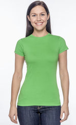 Load image into Gallery viewer, Ladies (Junior) Fitted - Crew Neck -- Fine Jersey T-shirt -- 100% Cotton -- Apple Color