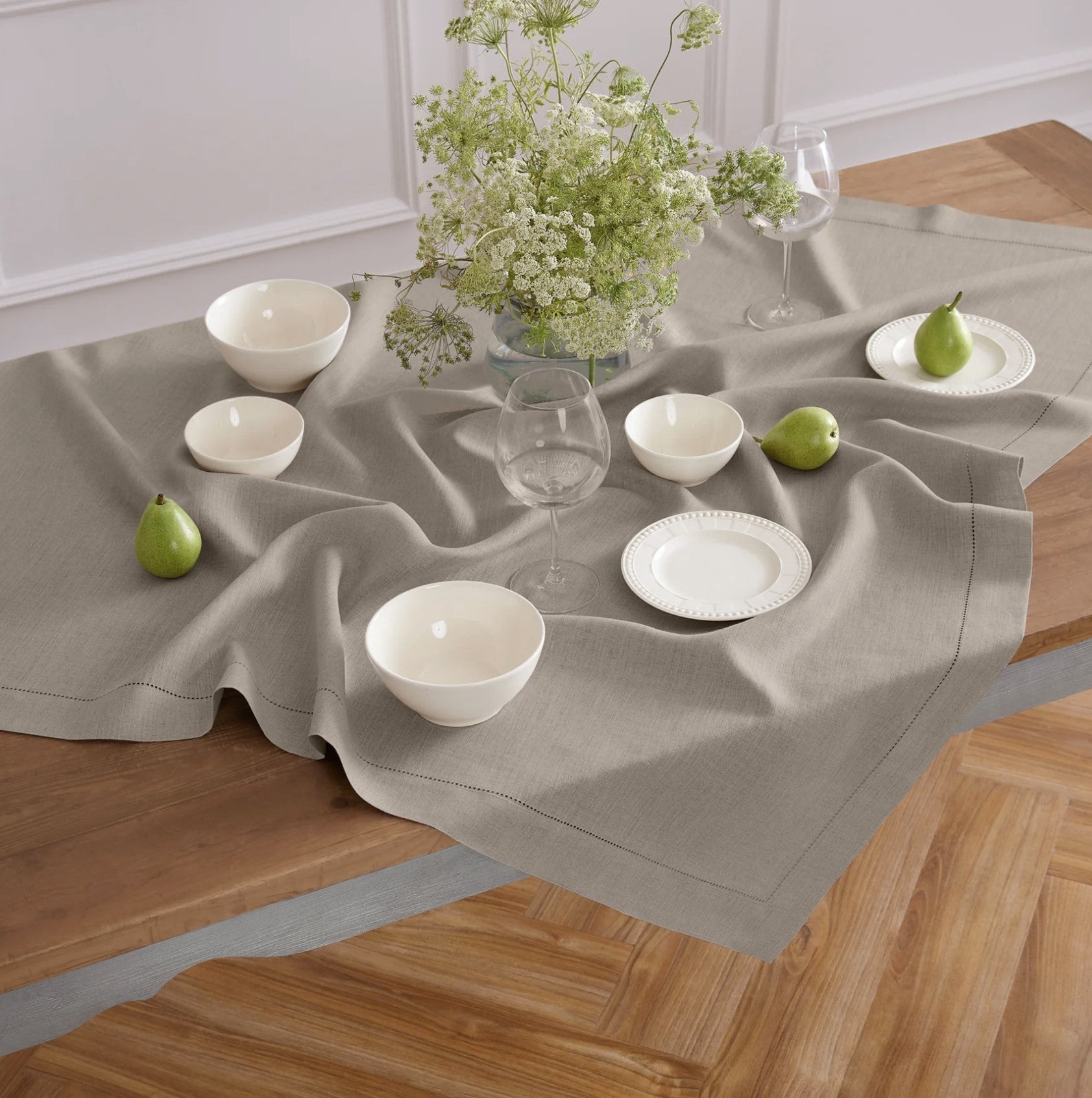 Hemstitched Table Linens (Natural Color)
