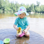 Load image into Gallery viewer, Toddler Brim Sun Protection Hat, (Ages: 2T - 4T), Aqua Coral Reef