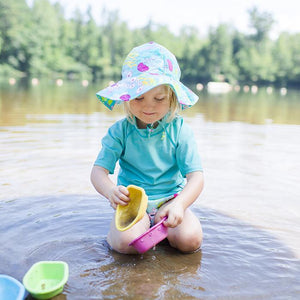 Toddler Brim Sun Protection Hat, (Ages: 2T - 4T), Aqua Coral Reef