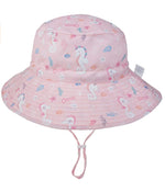 Load image into Gallery viewer, Toddler, Sun Protection Bucket Hat (Pink Hippo-Unicorns)
