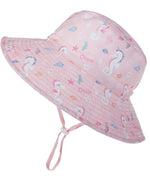 Load image into Gallery viewer, Toddler, Sun Protection Bucket Hat (Pink Hippo-Unicorns)