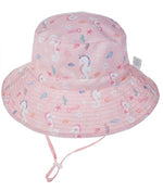 Load image into Gallery viewer, Toddler, Sun Protection Bucket Hat (Pink Hippo-Unicorns)