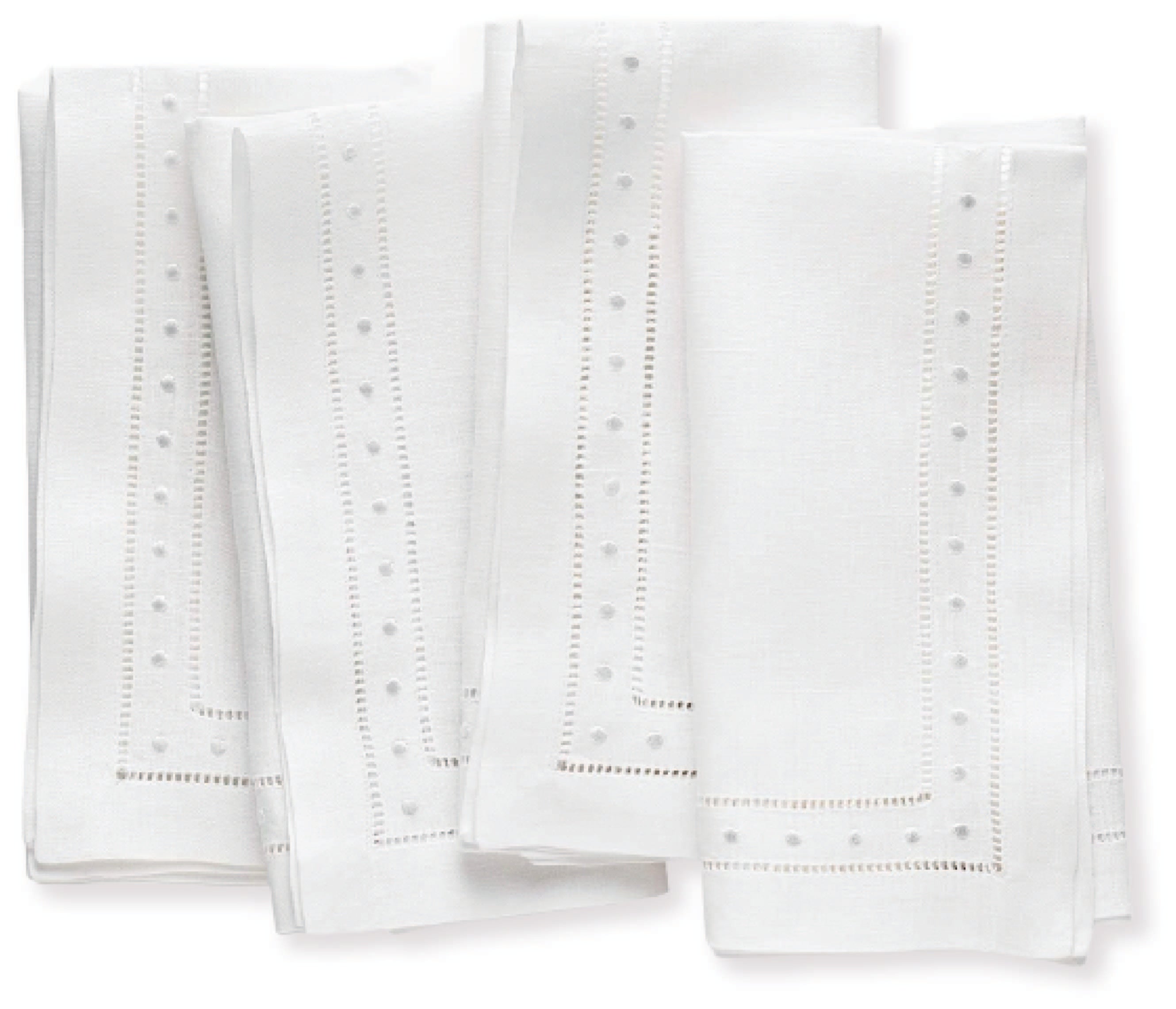 White Color Dinner Napkins (21" x 21") with Classic Swiss Dots