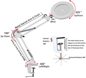 (USB Powered), White Desktop LED Light Lamp and 5X Magnifier