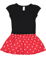 Load image into Gallery viewer, Baby Cotton Rib Dress, (Sizes: 6M - 24M), Black & Red with White Dots