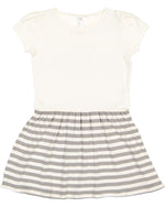 Load image into Gallery viewer, Baby Cotton Rib Dress, (Size: 24M), Natural with Titanium Stripes