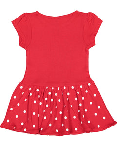 Baby Cotton Rib Dress, (Sizes: 6M - 24M), Red / White Dots