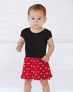 Load image into Gallery viewer, Baby Cotton Rib Dress, (Sizes: 6M - 24M), Black & Red with White Dots