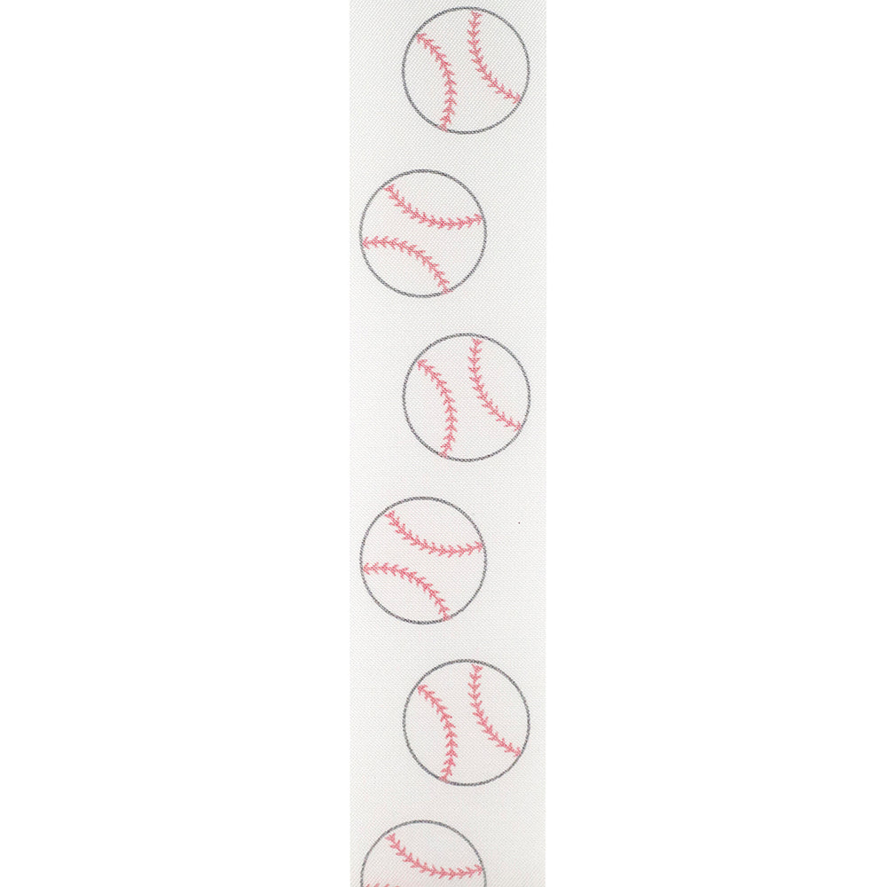 Baseball Fast Pitch Satin Ribbon - White Color -- 1⅜" x 25 Yards