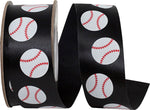 Load image into Gallery viewer, Baseball Fast Pitch Satin Ribbon - Black Color -- 1⅜" x 25 Yards
