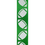 Load image into Gallery viewer, Homecoming Matte Footballs Cooler Ribbon –- Emerald Green / White Color -- 1⅜&quot; x 25 Yards
