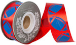 Load image into Gallery viewer, Homecoming Matte Footballs Cooler Ribbon –- Red / Royal Color -- 1⅜" x 25 Yards
