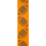 Load image into Gallery viewer, Homecoming Matte Footballs Cooler Ribbon –- Orange / Black Color -- 1⅜" x 25 Yards
