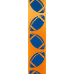 Load image into Gallery viewer, Homecoming Matte Footballs Cooler Ribbon –- Orange / Royal Color -- 1⅜" x 25 Yards
