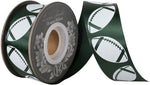 Load image into Gallery viewer, Homecoming Matte Footballs Cooler Ribbon –- Hunter Green / White Color -- 1⅜" x 25 Yards
