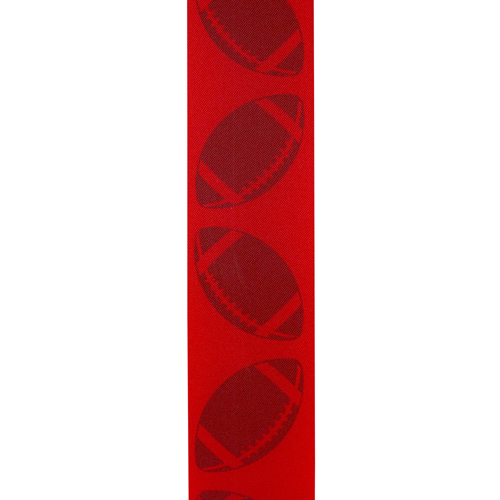 Homecoming Matte Footballs Cooler Ribbon –- Red / Black Color -- 1⅜" x 25 Yards