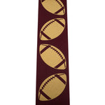 Load image into Gallery viewer, Homecoming Metallic Footballs Cooler Ribbon –- Burgundy / Gold Color -- 1⅜&quot; x 25 Yards
