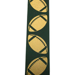 Load image into Gallery viewer, Homecoming Metallic Footballs Cooler Ribbon –- Hunter Green / Gold Color -- 1⅜" x 25 Yards
