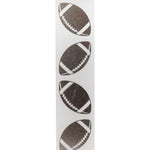 Load image into Gallery viewer, Homecoming Metallic Footballs Cooler Ribbon –- White / Silver Color -- 1⅜&quot; x 25 Yards
