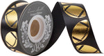 Load image into Gallery viewer, Homecoming Metallic Footballs Cooler Ribbon –- Black / Gold Color -- 1⅜&quot; x 25 Yards
