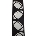 Load image into Gallery viewer, Homecoming Metallic Footballs Cooler Ribbon –- Black / Silver Color -- 1⅜&quot; x 25 Yards
