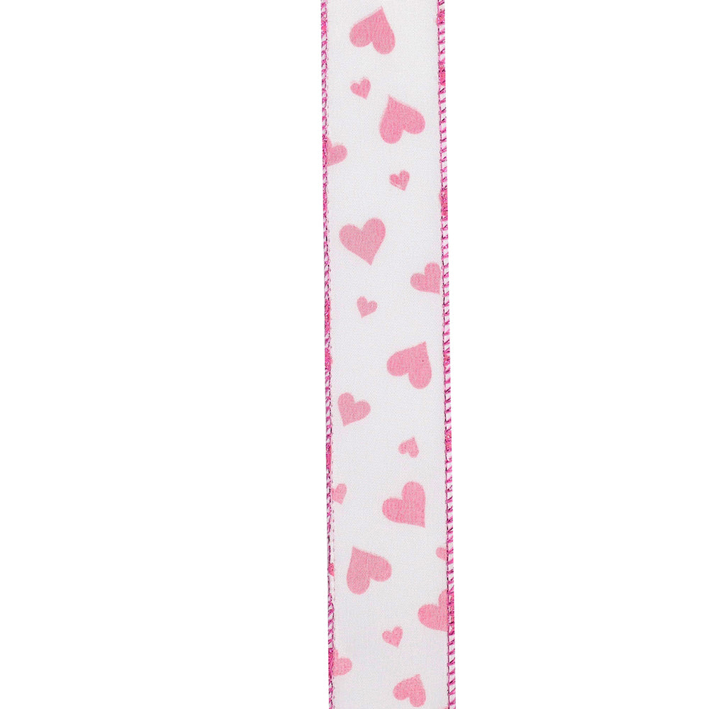 Valentine's Ribbon --- 25 yards --- 1 ½ inches -- Glitz Heart Wired Edge