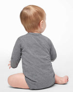 Load image into Gallery viewer, Baby Long Sleeve Jersey Bodysuit - 90% Cotton / 10% Polyester -- Granite Heather
