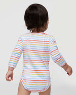 Load image into Gallery viewer, Baby Long Sleeve Jersey Bodysuit - 100% Cotton -- Rainbow Stripe
