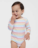 Load image into Gallery viewer, Baby Long Sleeve Jersey Bodysuit - 100% Cotton -- Rainbow Stripe

