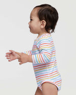 Load image into Gallery viewer, Baby Long Sleeve Jersey Bodysuit - 100% Cotton -- Rainbow Stripe

