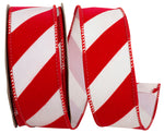 Load image into Gallery viewer, Outdoor Ribbon --- Candy Cane Grand Velvet Stripe Polypro Wired Edge Ribbon, Various Sizes
