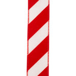 Load image into Gallery viewer, Outdoor Ribbon --- Candy Cane Grand Velvet Stripe Polypro Wired Edge Ribbon, Various Sizes
