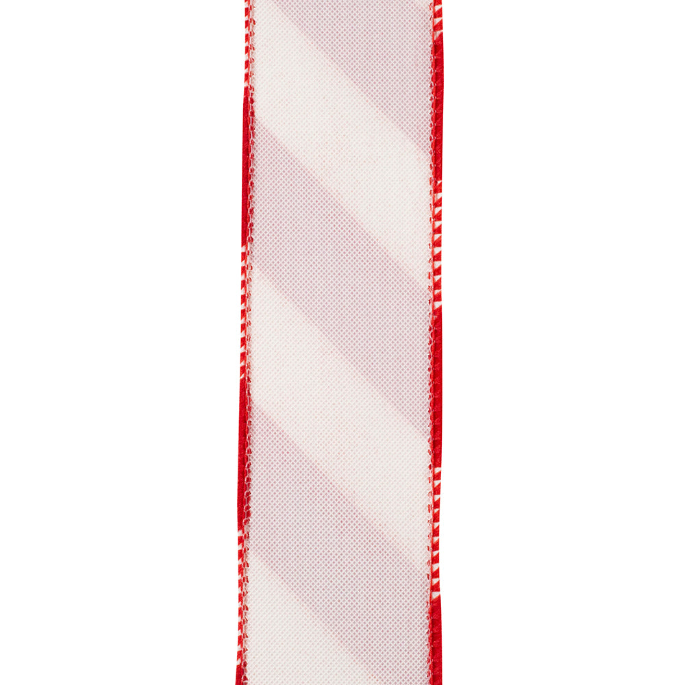 Outdoor Ribbon --- Candy Cane Grand Velvet Stripe Polypro Wired Edge Ribbon, Various Sizes