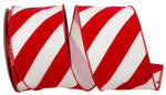 Load image into Gallery viewer, Outdoor Ribbon --- Candy Cane Grand Velvet Stripe Polypro Wired Edge Ribbon, Various Sizes
