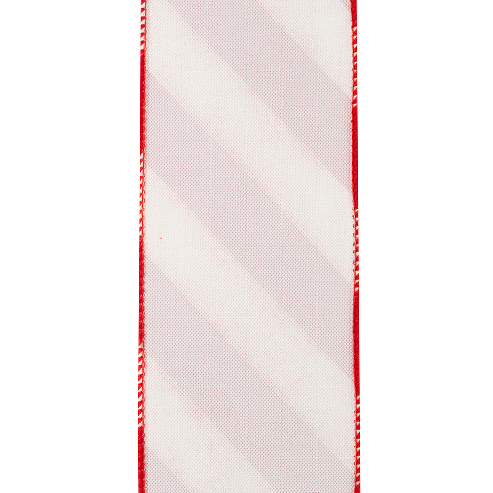 Outdoor Ribbon --- Candy Cane Grand Velvet Stripe Polypro Wired Edge Ribbon, Various Sizes