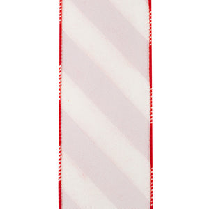 Outdoor Ribbon --- Candy Cane Grand Velvet Stripe Polypro Wired Edge Ribbon, Various Sizes