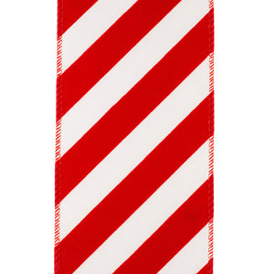 Outdoor Ribbon --- Candy Cane Grand Velvet Stripe Polypro Wired Edge Ribbon, Various Sizes