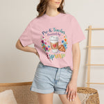 Load image into Gallery viewer, Pre-K Teacher Powered by Espresso T-Shirt — Cute Coffee &amp; Croissant Teacher Tee
