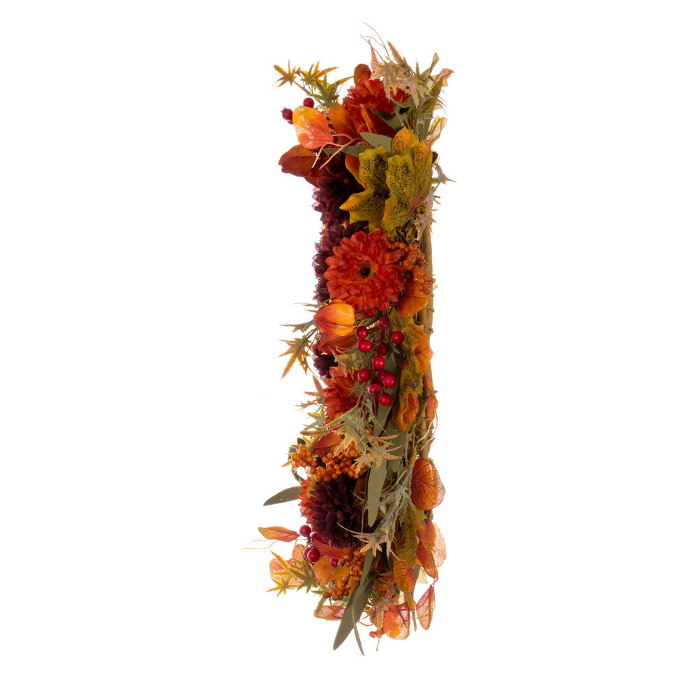 Orange / Burgundy Artificial Mum Lantern Wreath by Vickerman® --- Various Sizes