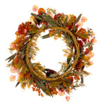 Load image into Gallery viewer, Orange / Burgundy Artificial Mum Lantern Wreath by Vickerman® --- Various Sizes
