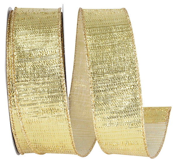 Outdoor Ribbon -- Gold Color -- Metallic Reflection Value Wire Edge -- Various Sizes