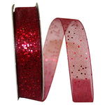 Load image into Gallery viewer, Corsage Ribbons ---  5/8 inch x 25 yards --- Glitter Mono Sheer Ribbon -- Scarlet Color
