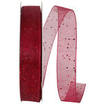 Load image into Gallery viewer, Corsage Ribbons ---  5/8 inch x 25 yards --- Glitter Mono Sheer Ribbon -- Scarlet Color
