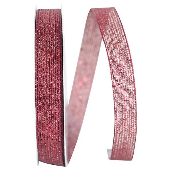 Corsage Ribbons ---  5/8 inch x 25 yards ---  Artiste Corsage Metallic Wired Edge Ribbon -- Burgundy Color