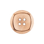 Load image into Gallery viewer, Beige Square Wooden 4-Hole Button in 35L 22mm displaying a subtle geometric square inset center with a smooth 4-hole design and light natural beige wood finish.
